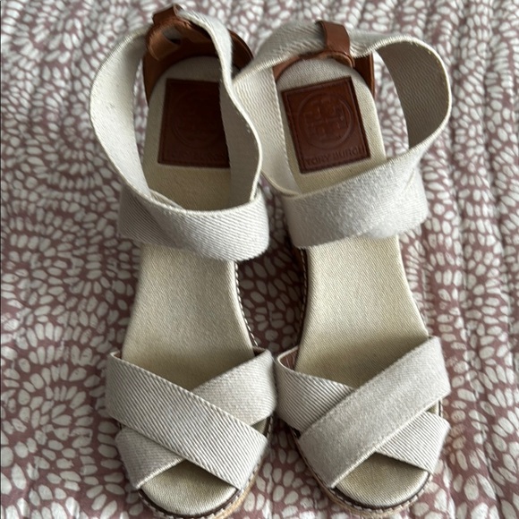 Tory Burch Brown Tan Espadrille Wedge Size 8 - Picture 6 of 13